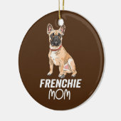 フレンチママカワイブルドッグフランスのガールおもしろい犬 セラミックオーナメント (左)