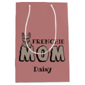 フレンチママフランスのブルドッグ恋人ブラウン ミディアムペーパーバッグ (正面)