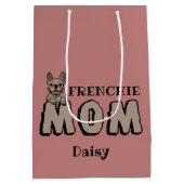 フレンチママフランスのブルドッグ恋人ブラウン ミディアムペーパーバッグ (裏面)