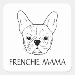 フレンチママフランスのブルドッグ恋人ホワイトブラックおもしろい スクエアシール