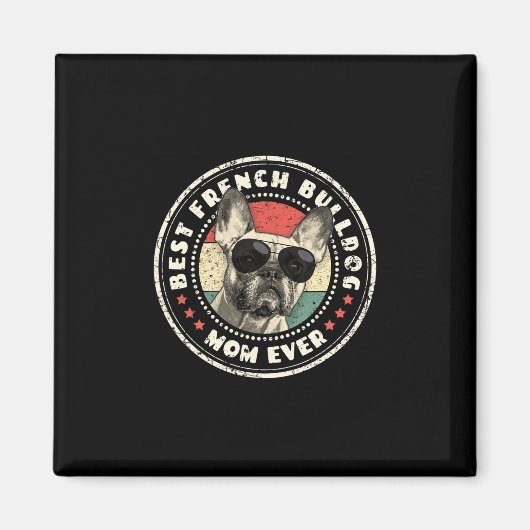 フレンチママママエバーレトロフランスのブルドッグ恋人オーナー マグネット (正面)