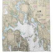 フレンチマンベイと山砂漠の島のチャート シャワーカーテン (正面)