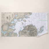 フレンチマンベイと山砂漠の島のチャート ビーチタオル (正面)