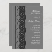 フレンチレースのブライダルシャワー（グレー） 招待状 (正面/裏面)