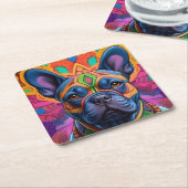 フレンチーおもしろい スクエアペーパーコースター (アングル)