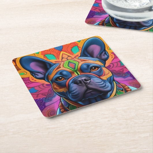 フレンチーおもしろい スクエアペーパーコースター (アングル)