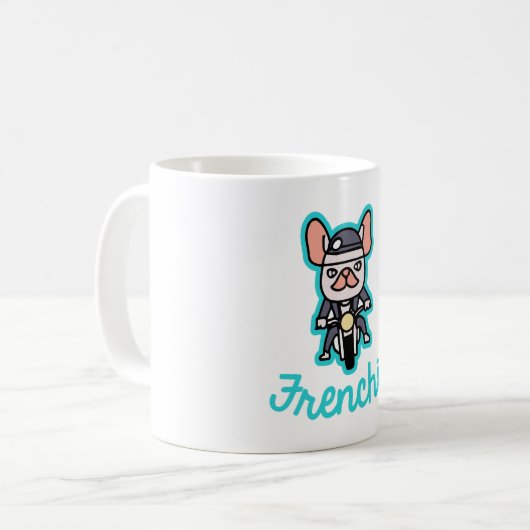 フレンチーバイクもしくは自転車に乗る人バイク犬のオーナーフレンチーおもしろい コーヒーマグカップ (正面左)