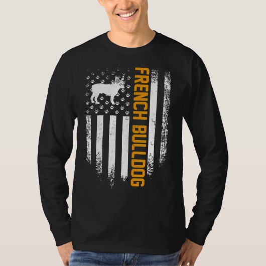 フレンチーヴィンテージフランスのアメリカ国旗 Tシャツ (正面)