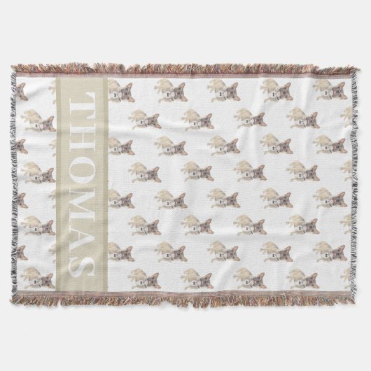 フレンチー（ブルーファウントリコラー）ベビーブランケット スローブランケット (正面)