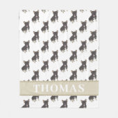 フレンチー（黒とタントリコラー） フリースブランケット (正面)