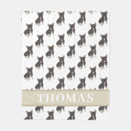 フレンチー（黒とタントリコラー） フリースブランケット