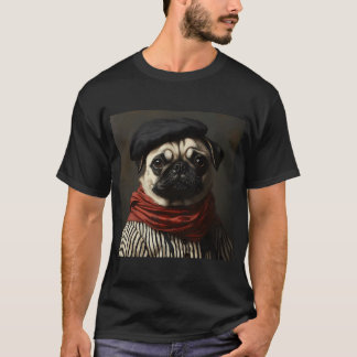 フレンチ・パグ - 1920年代 パリのパグ - おしゃれな動物アート Tシャツ