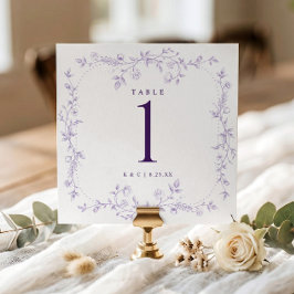 フレンチ フローラル ライト パープル ウェディング テーブル ナンバー 招待状