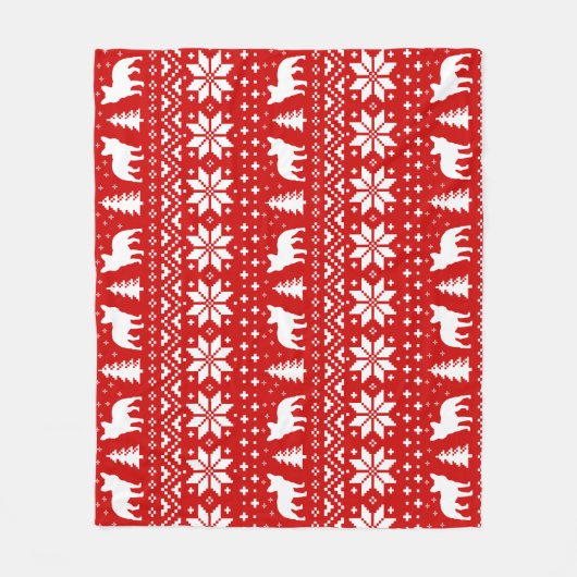 フレンチ・ブルドッグのクリスマスのセーターのスタイルパターン フリースブランケット (正面)