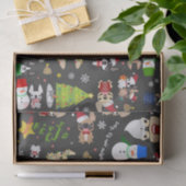 フレンチ・ブルドッグのクリスマスの休日のティッシュペーパー 薄葉紙 (ギフト)