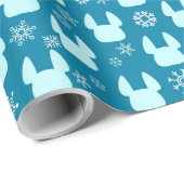 フレンチ・ブルドッグのクリスマスの包装紙のティール(緑がかった色) ラッピングペーパー (ロールコーナー)