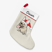 フレンチ・ブルドッグのサンタ犬のFrenchieのおもしろいな休日 スモールクリスマスストッキング (正面 (吊り時))