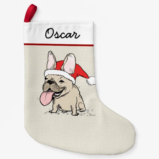 フレンチ・ブルドッグのサンタ犬のFrenchieのおもしろいな休日 スモールクリスマスストッキング (正面)