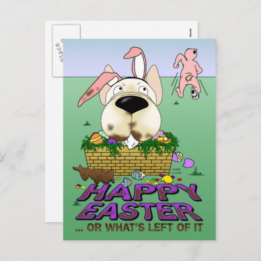 フレンチ・ブルドッグのハッピーイースターの郵便はがき シーズンポストカード (正面/裏面)