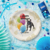 フレンチ・ブルドッグのハッピーバースデーの装飾 ペーパープレート (パーティー)