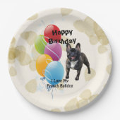 フレンチ・ブルドッグのハッピーバースデーの装飾 ペーパープレート (正面)