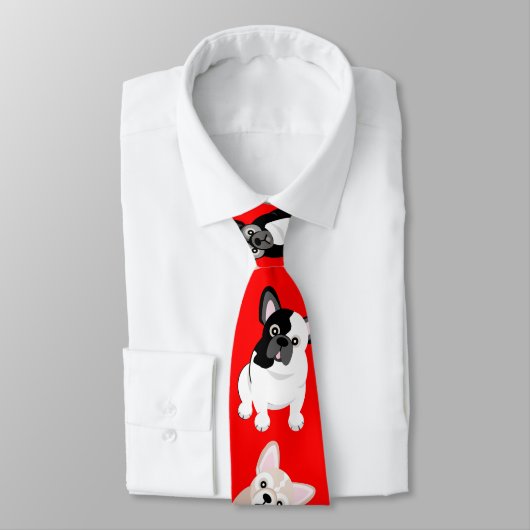 フレンチ・ブルドッグのフランス人のクリスマスの赤 ネクタイ (タイ)