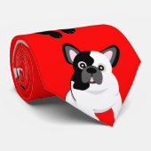 フレンチ・ブルドッグのフランス人のクリスマスの赤 ネクタイ (ロール)