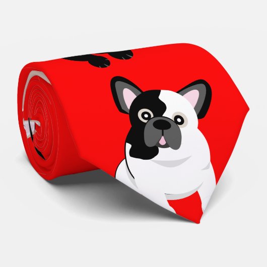 フレンチ・ブルドッグのフランス人のクリスマスの赤 ネクタイ (ロール)