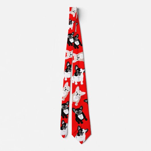 フレンチ・ブルドッグのフランス人のクリスマスの赤 ネクタイ (裏面)
