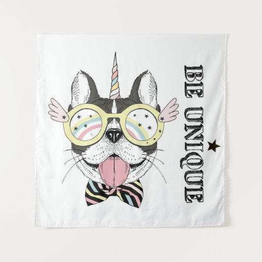 フレンチ・ブルドッグのユニコーン タペストリー (正面)