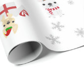 フレンチ・ブルドッグの休日のクリスマスの包装紙 ラッピングペーパー (ロールコーナー)