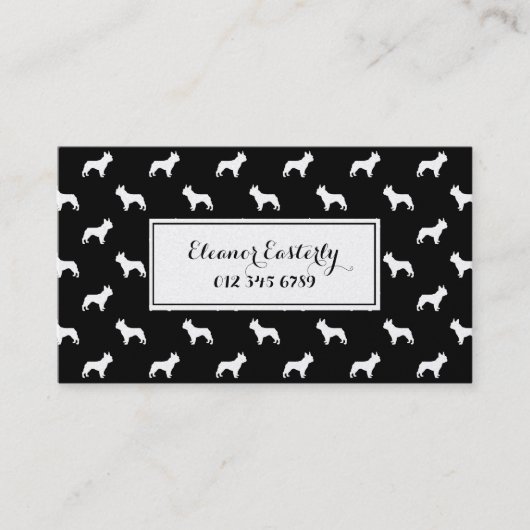 フレンチ・ブルドッグの名刺-黒および金ゴールド 名刺 (正面)