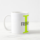 フレンチ・ブルドッグの品種モノグラムのデザイン コーヒーマグカップ (左)