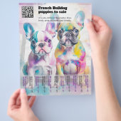 フレンチ・ブルドッグの子犬のデザイン チラシ (手)