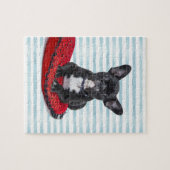 フレンチ・ブルドッグの子犬のポートレート ジグソーパズル (横)