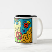 フレンチ・ブルドッグの平和 ツートーンマグカップ (正面右)