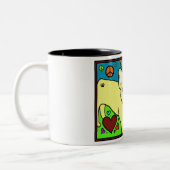 フレンチ・ブルドッグの平和 ツートーンマグカップ (左)