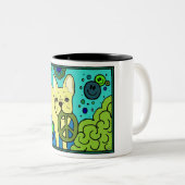 フレンチ・ブルドッグの平和 ツートーンマグカップ (正面右)