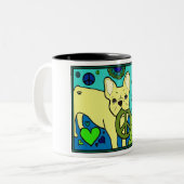 フレンチ・ブルドッグの平和 ツートーンマグカップ (正面左)