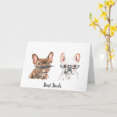 フレンチ・ブルドッグの親友の空白のなカード カード (黄色い花)