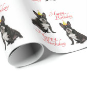 フレンチ・ブルドッグの誕生日の包装紙 ラッピングペーパー (ロールコーナー)