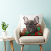 フレンチ・ブルドッグの身に着けているクリスマスつば クッション (椅子)