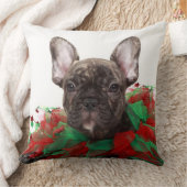 フレンチ・ブルドッグの身に着けているクリスマスつば クッション (ブランケット)