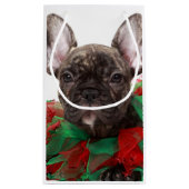 フレンチ・ブルドッグの身に着けているクリスマスつば スモールペーパーバッグ (裏面)
