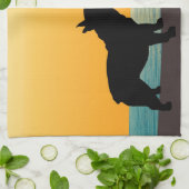 フレンチ・ブルドッグのSurfsideの日没 キッチンタオル (折り畳み)