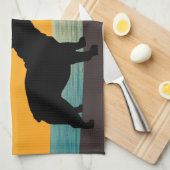 フレンチ・ブルドッグのSurfsideの日没 キッチンタオル (四つ折り)