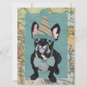 フレンチ・ブルドッグは誕生日の招待状を探検します 招待状 (裏面)