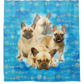 フレンチ・ブルドッグ- Frenchieのコラージュ シャワーカーテン (正面)