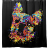 フレンチ・ブルドッグ- Frenchie犬 シャワーカーテン (正面)