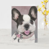 フレンチ・ブルドッグI愛 カード (黄色い花)